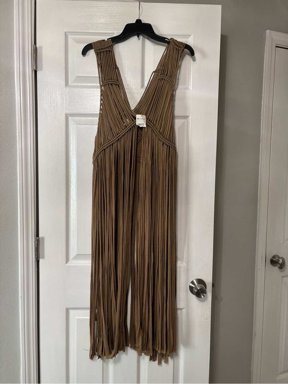 Tan Macramé Fringe boho duster